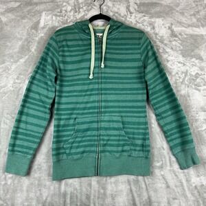 Threads 4 Thought Zip Front Hoodie Men's L Green Stripe Organic Cotton